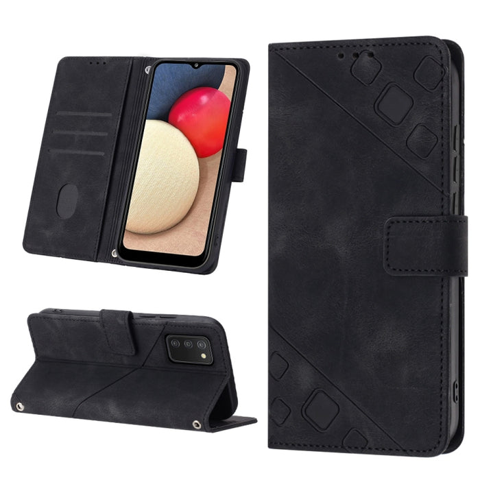Estuche para teléfono de cuero en relieve con tacto de piel, For Samsung Galaxy A02s 164mm, For Samsung Galaxy A02s 166mm, For Samsung Galaxy A03 166mm EU Version, For Samsung Galaxy A03 164mm Global, For Samsung Galaxy A23 JP Version                  ...