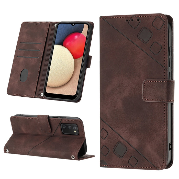 Estuche para teléfono de cuero en relieve con tacto de piel, For Samsung Galaxy A02s 164mm, For Samsung Galaxy A02s 166mm, For Samsung Galaxy A03 166mm EU Version, For Samsung Galaxy A03 164mm Global, For Samsung Galaxy A23 JP Version                  ...