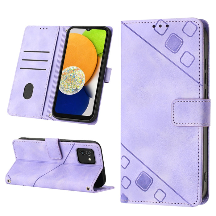 Estuche para teléfono de cuero en relieve con tacto de piel, For Samsung Galaxy A02s 164mm, For Samsung Galaxy A02s 166mm, For Samsung Galaxy A03 166mm EU Version, For Samsung Galaxy A03 164mm Global, For Samsung Galaxy A23 JP Version                  ...