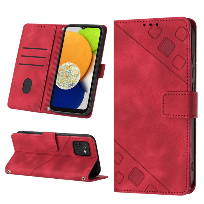 Estuche para teléfono de cuero en relieve con tacto de piel, For Samsung Galaxy A02s 164mm, For Samsung Galaxy A02s 166mm, For Samsung Galaxy A03 166mm EU Version, For Samsung Galaxy A03 164mm Global, For Samsung Galaxy A23 JP Version                  ...