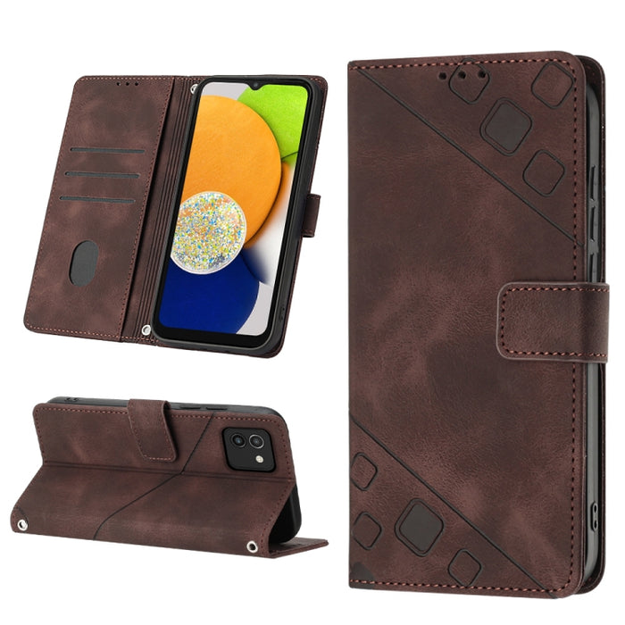 Estuche para teléfono de cuero en relieve con tacto de piel, For Samsung Galaxy A02s 164mm, For Samsung Galaxy A02s 166mm, For Samsung Galaxy A03 166mm EU Version, For Samsung Galaxy A03 164mm Global, For Samsung Galaxy A23 JP Version                  ...