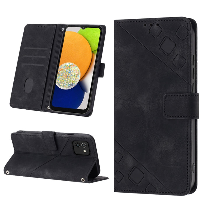 Estuche para teléfono de cuero en relieve con tacto de piel, For Samsung Galaxy A02s 164mm, For Samsung Galaxy A02s 166mm, For Samsung Galaxy A03 166mm EU Version, For Samsung Galaxy A03 164mm Global, For Samsung Galaxy A23 JP Version                  ...