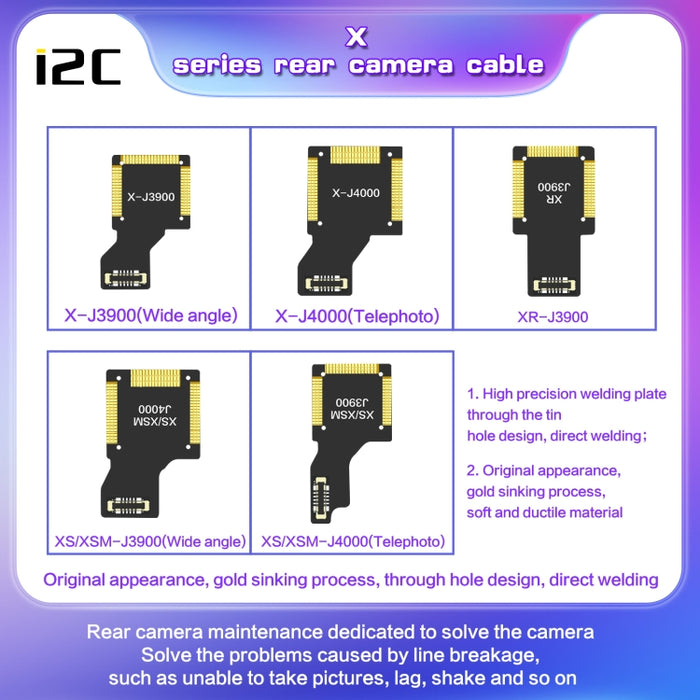 Cable de cámara con teleobjetivo trasero i2C, For iPhone XS / XS Max J4000, For iPhone 11 Pro / 11 Pro Max J7300, For iPhone 12 Pro J10400, For iPhone 12 Pro Max J10500