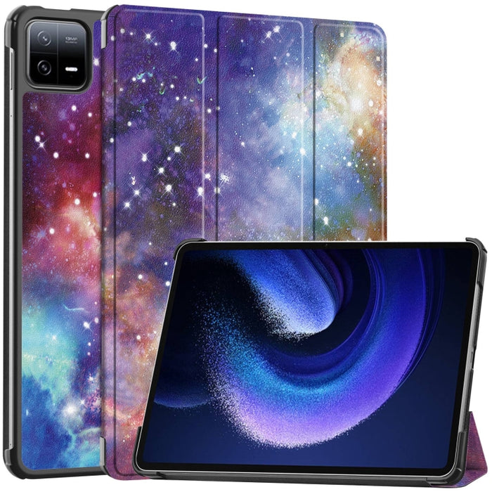 Estuche para tableta inteligente de cuero con soporte de 3 pliegues pintado Custer, For Xiaomi Pad 6 / 6 Pro