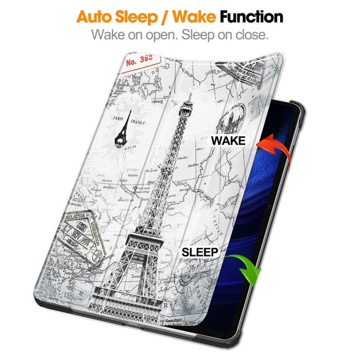 Estuche para tableta inteligente de cuero con soporte de 3 pliegues pintado Custer, For Xiaomi Pad 6 / 6 Pro