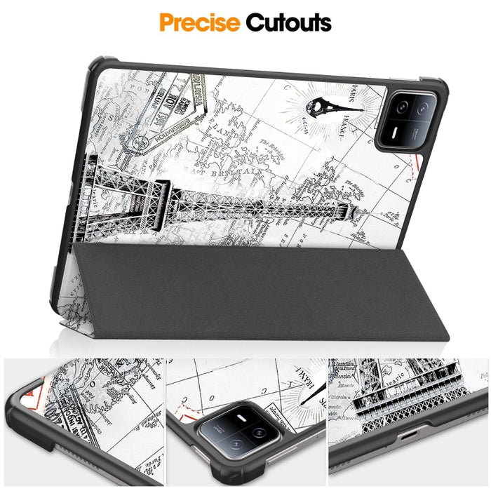 Estuche para tableta inteligente de cuero con soporte de 3 pliegues pintado Custer, For Xiaomi Pad 6 / 6 Pro
