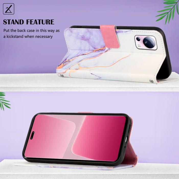 PT003 Estuche para teléfono de cuero con tapa y patrón de mármol, For Xiaomi 13 Lite 5G, For Xiaomi 13 Pro, For Xiaomi Poco X5 Pro 5G