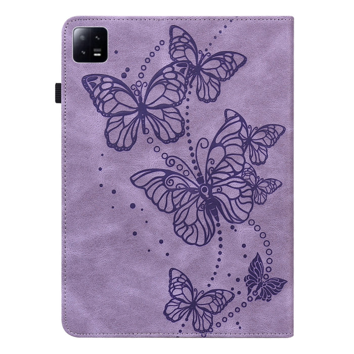 Estuche para tableta de cuero con patrón de mariposa en relieve, For Xiaomi Pad 6