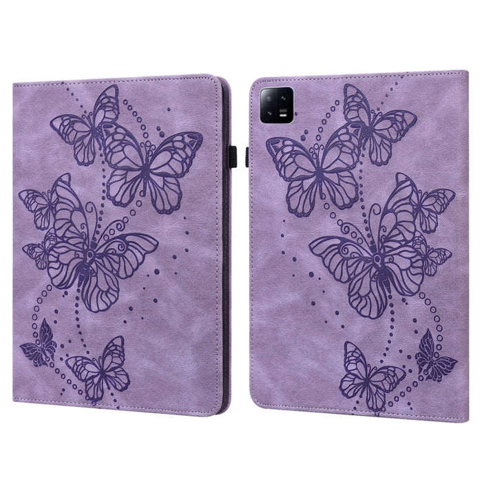 Estuche para tableta de cuero con patrón de mariposa en relieve, For Xiaomi Pad 6