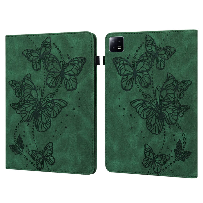 Estuche para tableta de cuero con patrón de mariposa en relieve, For Xiaomi Pad 6