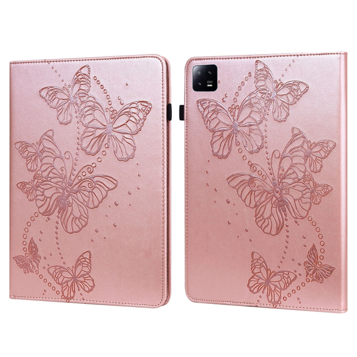 Estuche para tableta de cuero con patrón de mariposa en relieve, For Xiaomi Pad 6