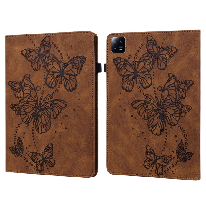Estuche para tableta de cuero con patrón de mariposa en relieve, For Xiaomi Pad 6