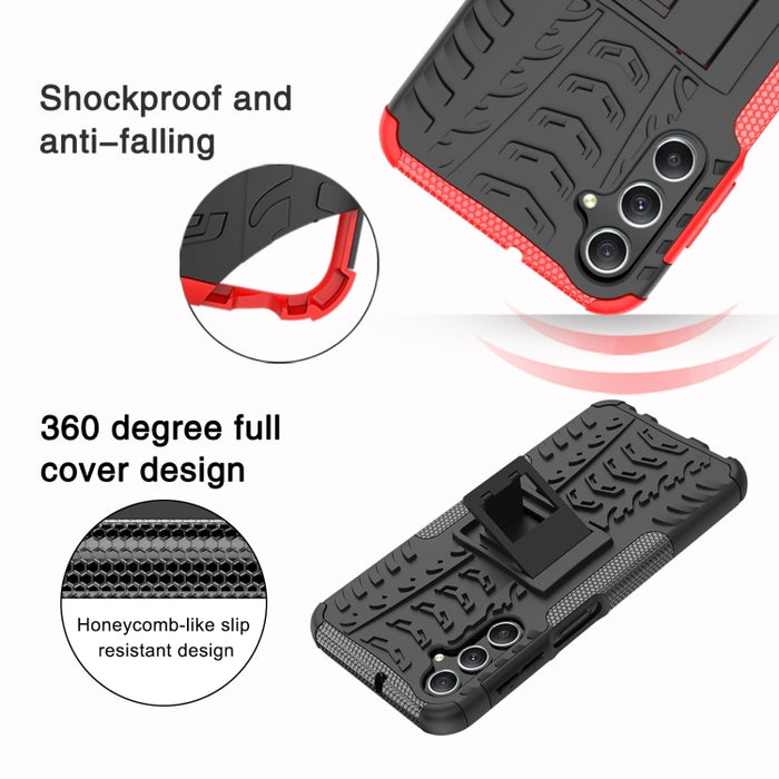 Funda para teléfono con textura de neumático TPU + PC con soporte, For Samsung Galaxy A24 4G, For Xiaomi Redmi 12C, For Xiaomi Poco C55, For Lenovo Tab M9