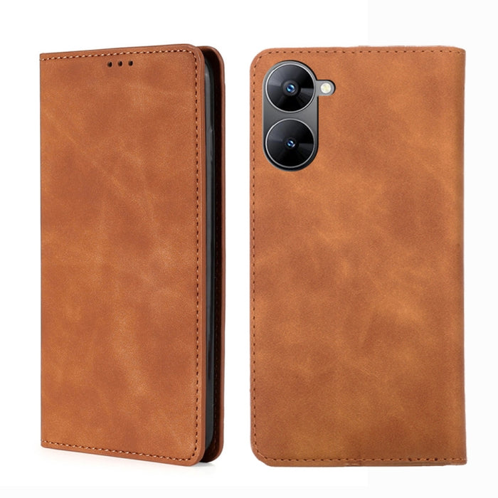 Estuche para teléfono de cuero con tapa horizontal magnética con sensación de piel, For OPPO Find X6 5G, For OPPO Find X6 Pro 5G, For Realme C55 4G, For Realme GT Neo 5 / GT3 / GT Neo 5 240W, For Realme V30 5G / V30t, For vivo S16e / V27e              ...