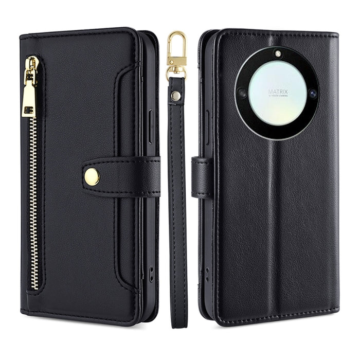 Estuche para teléfono de cuero con cremallera cruzada con textura de oveja, For Honor X40, For OnePlus Ace 2V 5G