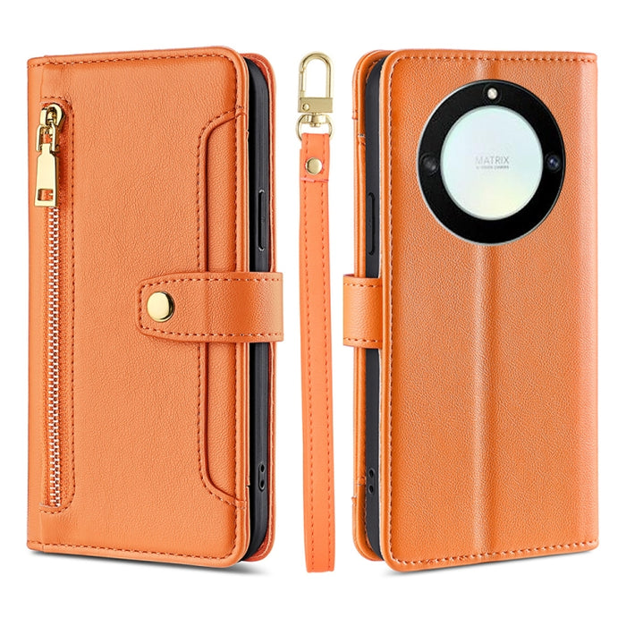 Estuche para teléfono de cuero con cremallera cruzada con textura de oveja, For Honor X40, For OnePlus Ace 2V 5G