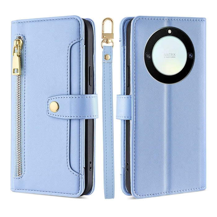 Estuche para teléfono de cuero con cremallera cruzada con textura de oveja, For Honor X40, For OnePlus Ace 2V 5G