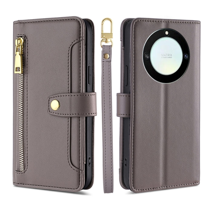 Estuche para teléfono de cuero con cremallera cruzada con textura de oveja, For Honor X40, For OnePlus Ace 2V 5G