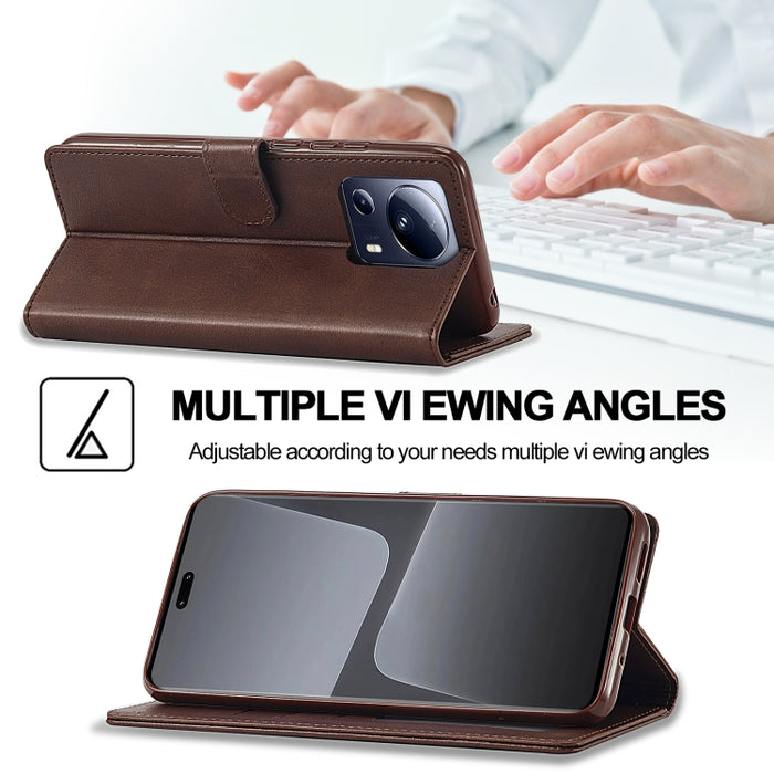 LC.IMEEKE Estuche de cuero con tapa horizontal con textura de becerro, For Xiaomi 13 Lite