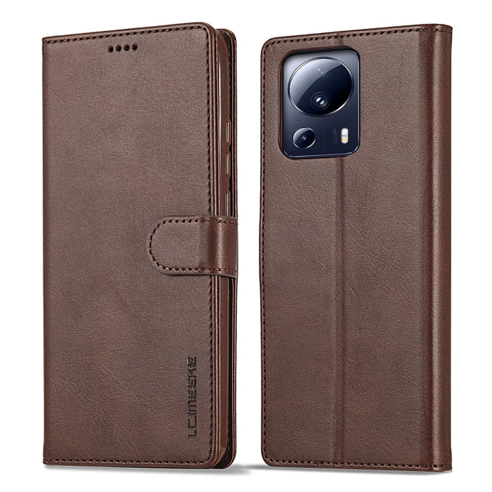 LC.IMEEKE Estuche de cuero con tapa horizontal con textura de becerro, For Xiaomi 13 Lite