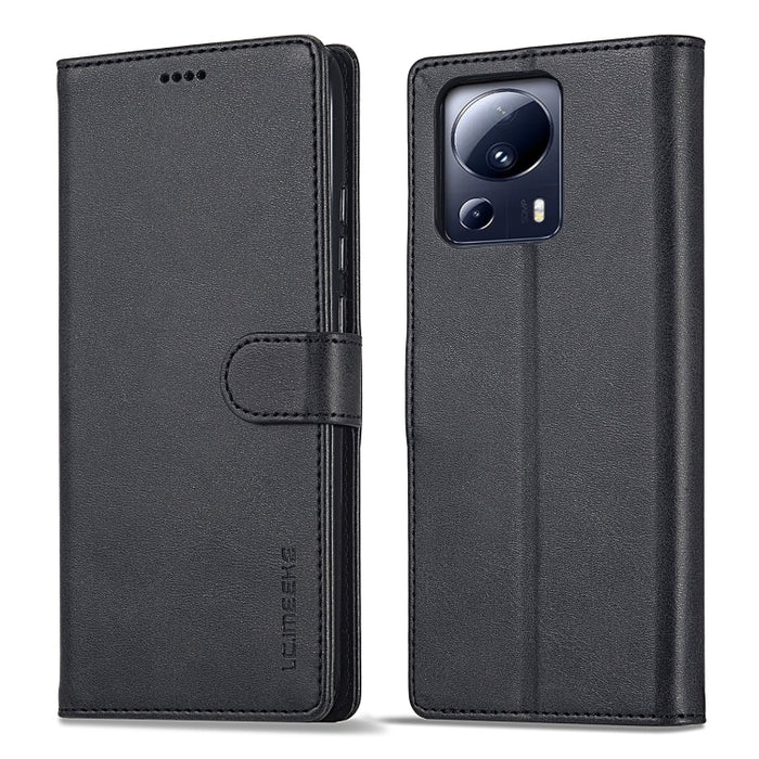 LC.IMEEKE Estuche de cuero con tapa horizontal con textura de becerro, For Xiaomi 13 Lite