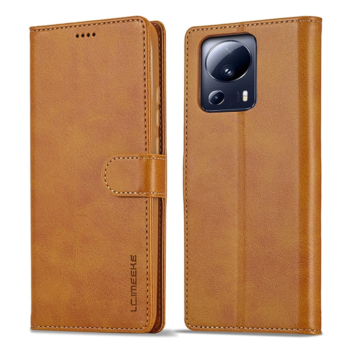 LC.IMEEKE Estuche de cuero con tapa horizontal con textura de becerro, For Xiaomi 13 Lite