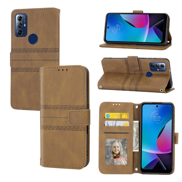 Estuche para teléfono de cuero con rayas en relieve, For Motorola Moto G Play 5G, For Motorola Moto G Stylus 5G 2023, For Xiaomi Redmi Note 12 5G Global, For Xiaomi Redmi Note 12 Pro 5G Global, For Redmi Note 12 Pro+ 5G Global                          ...