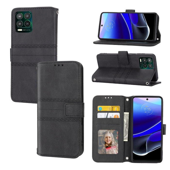 Estuche para teléfono de cuero con rayas en relieve, For Motorola Moto G Play 5G, For Motorola Moto G Stylus 5G 2023, For Xiaomi Redmi Note 12 5G Global, For Xiaomi Redmi Note 12 Pro 5G Global, For Redmi Note 12 Pro+ 5G Global                          ...