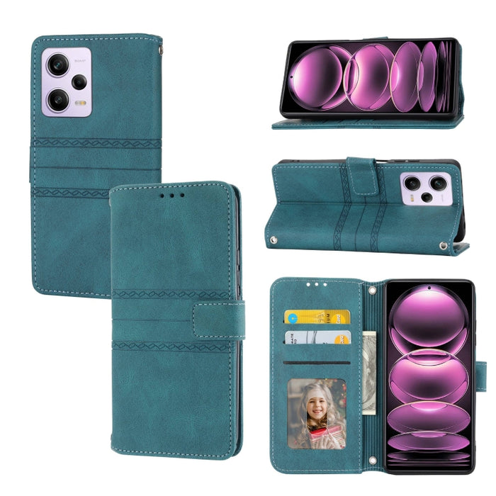 Estuche para teléfono de cuero con rayas en relieve, For Motorola Moto G Play 5G, For Motorola Moto G Stylus 5G 2023, For Xiaomi Redmi Note 12 5G Global, For Xiaomi Redmi Note 12 Pro 5G Global, For Redmi Note 12 Pro+ 5G Global                          ...