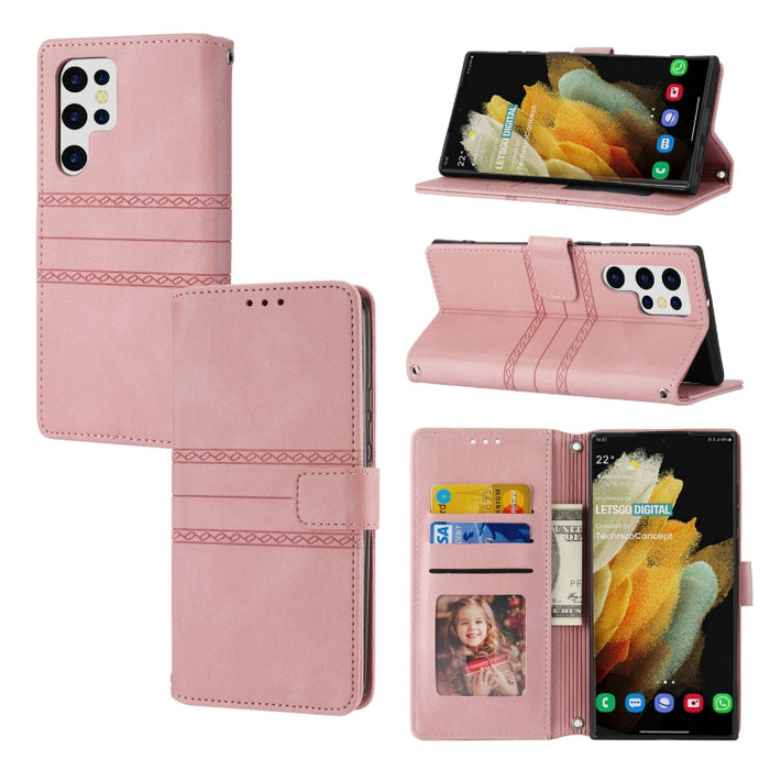 Estuche para teléfono de cuero con rayas en relieve, For Motorola Moto G Play 5G, For Motorola Moto G Stylus 5G 2023, For Xiaomi Redmi Note 12 5G Global, For Xiaomi Redmi Note 12 Pro 5G Global, For Redmi Note 12 Pro+ 5G Global                          ...