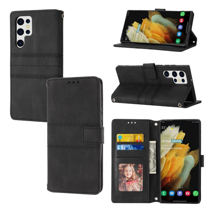 Estuche para teléfono de cuero con rayas en relieve, For Motorola Moto G Play 5G, For Motorola Moto G Stylus 5G 2023, For Xiaomi Redmi Note 12 5G Global, For Xiaomi Redmi Note 12 Pro 5G Global, For Redmi Note 12 Pro+ 5G Global                          ...