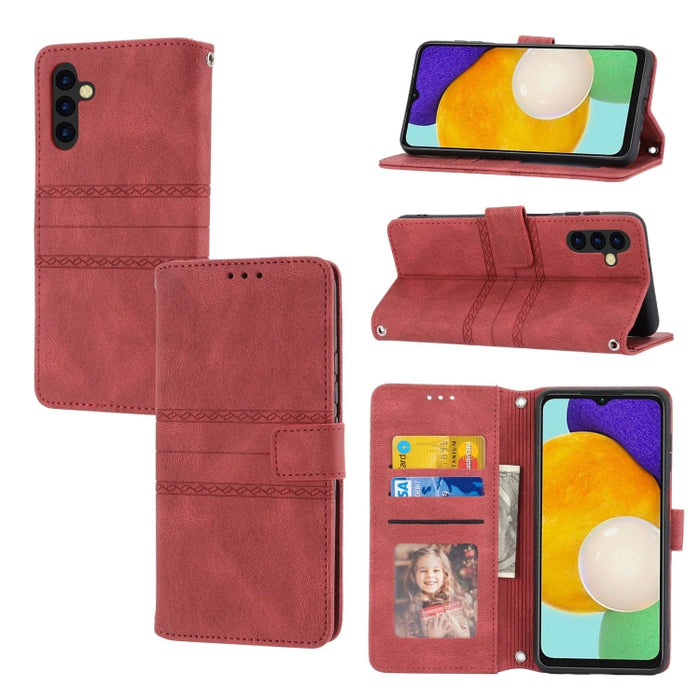 Estuche para teléfono de cuero con rayas en relieve, For Motorola Moto G Play 5G, For Motorola Moto G Stylus 5G 2023, For Xiaomi Redmi Note 12 5G Global, For Xiaomi Redmi Note 12 Pro 5G Global, For Redmi Note 12 Pro+ 5G Global                          ...