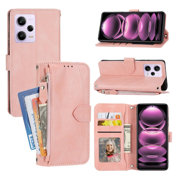 Estuche para teléfono de cuero con cremallera de piel de aceite, For Redmi Note 12 5G Global, For Redmi Note 12 Pro 5G Global, For Redmi Note 12 Pro+ Global, For Redmi Note 12 4G Global, For Xiaomi Redmi 12C, For Samsung Galaxy S23 5G                  ...