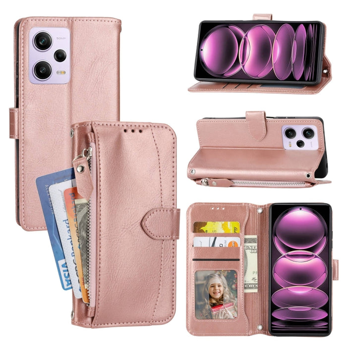 Estuche para teléfono de cuero con cremallera de piel de aceite, For Redmi Note 12 5G Global, For Redmi Note 12 Pro 5G Global, For Redmi Note 12 Pro+ Global, For Redmi Note 12 4G Global, For Xiaomi Redmi 12C, For Samsung Galaxy S23 5G                  ...