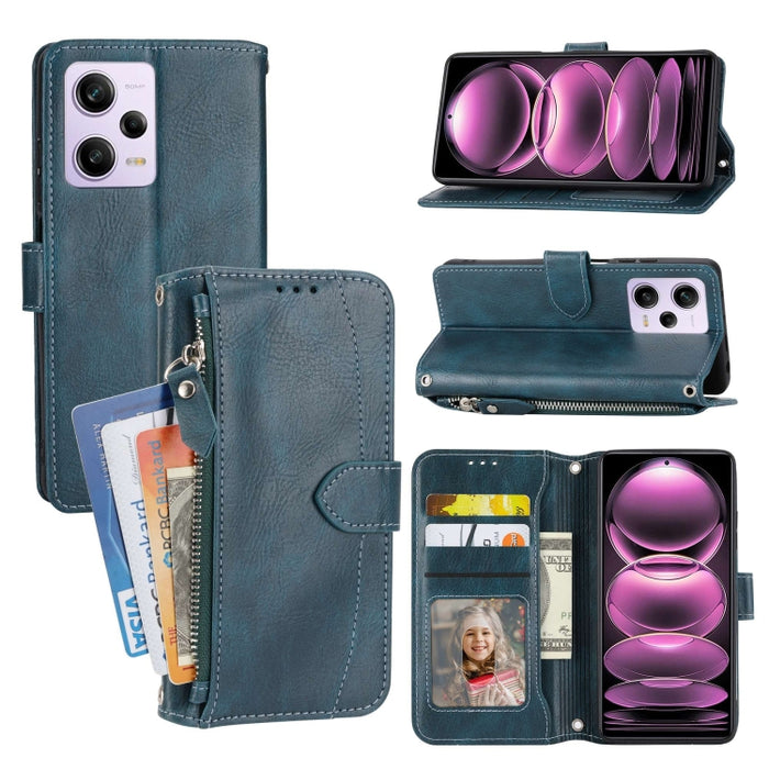 Estuche para teléfono de cuero con cremallera de piel de aceite, For Redmi Note 12 5G Global, For Redmi Note 12 Pro 5G Global, For Redmi Note 12 Pro+ Global, For Redmi Note 12 4G Global, For Xiaomi Redmi 12C, For Samsung Galaxy S23 5G                  ...