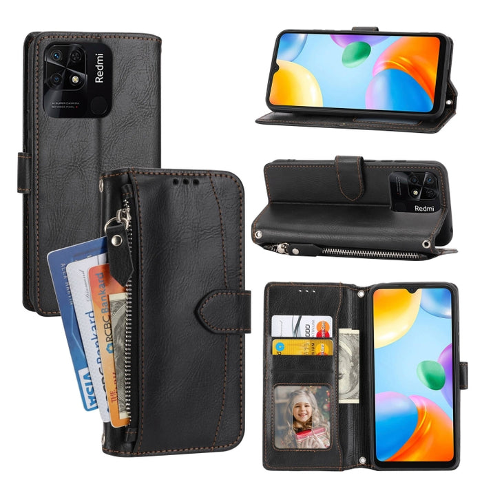 Estuche para teléfono de cuero con cremallera de piel de aceite, For Redmi Note 12 5G Global, For Redmi Note 12 Pro 5G Global, For Redmi Note 12 Pro+ Global, For Redmi Note 12 4G Global, For Xiaomi Redmi 12C, For Samsung Galaxy S23 5G                  ...