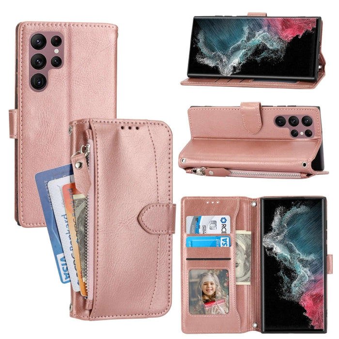 Estuche para teléfono de cuero con cremallera de piel de aceite, For Redmi Note 12 5G Global, For Redmi Note 12 Pro 5G Global, For Redmi Note 12 Pro+ Global, For Redmi Note 12 4G Global, For Xiaomi Redmi 12C, For Samsung Galaxy S23 5G                  ...