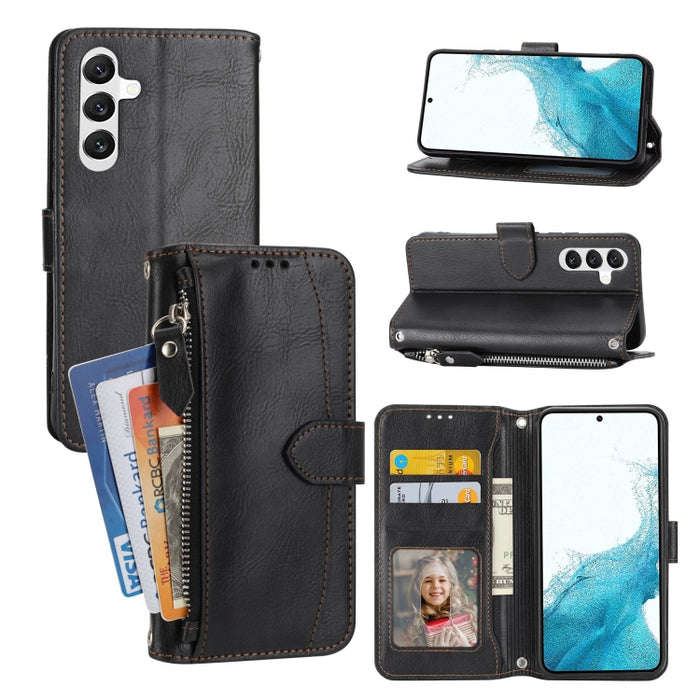 Estuche para teléfono de cuero con cremallera de piel de aceite, For Redmi Note 12 5G Global, For Redmi Note 12 Pro 5G Global, For Redmi Note 12 Pro+ Global, For Redmi Note 12 4G Global, For Xiaomi Redmi 12C, For Samsung Galaxy S23 5G                  ...