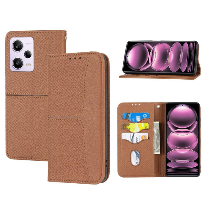 Caja de teléfono de cuero magnético con costura de textura tejida, For Redmi Note 12 5G Global, For Redmi Note 12 Pro 5G Global, For Redmi Note 12 Pro+ Global, For Redmi Note 12 4G Global, For Xiaomi Redmi 12C, For Samsung Galaxy S23 5G                ...