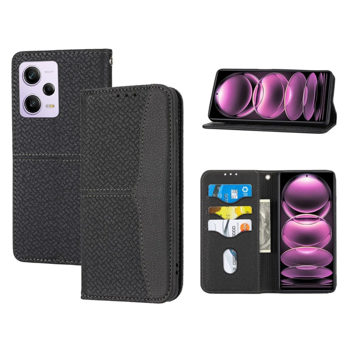 Caja de teléfono de cuero magnético con costura de textura tejida, For Redmi Note 12 5G Global, For Redmi Note 12 Pro 5G Global, For Redmi Note 12 Pro+ Global, For Redmi Note 12 4G Global, For Xiaomi Redmi 12C, For Samsung Galaxy S23 5G                ...