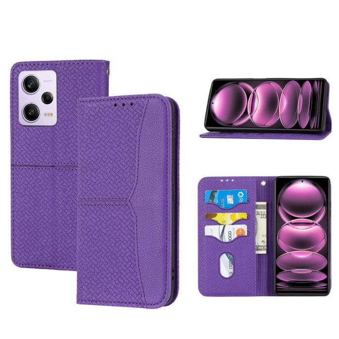 Caja de teléfono de cuero magnético con costura de textura tejida, For Redmi Note 12 5G Global, For Redmi Note 12 Pro 5G Global, For Redmi Note 12 Pro+ Global, For Redmi Note 12 4G Global, For Xiaomi Redmi 12C, For Samsung Galaxy S23 5G                ...