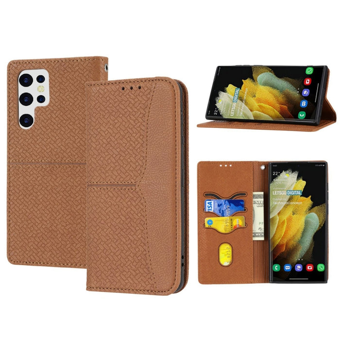 Caja de teléfono de cuero magnético con costura de textura tejida, For Redmi Note 12 5G Global, For Redmi Note 12 Pro 5G Global, For Redmi Note 12 Pro+ Global, For Redmi Note 12 4G Global, For Xiaomi Redmi 12C, For Samsung Galaxy S23 5G                ...