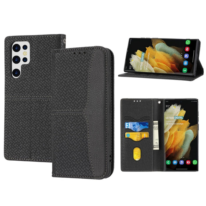 Caja de teléfono de cuero magnético con costura de textura tejida, For Redmi Note 12 5G Global, For Redmi Note 12 Pro 5G Global, For Redmi Note 12 Pro+ Global, For Redmi Note 12 4G Global, For Xiaomi Redmi 12C, For Samsung Galaxy S23 5G                ...