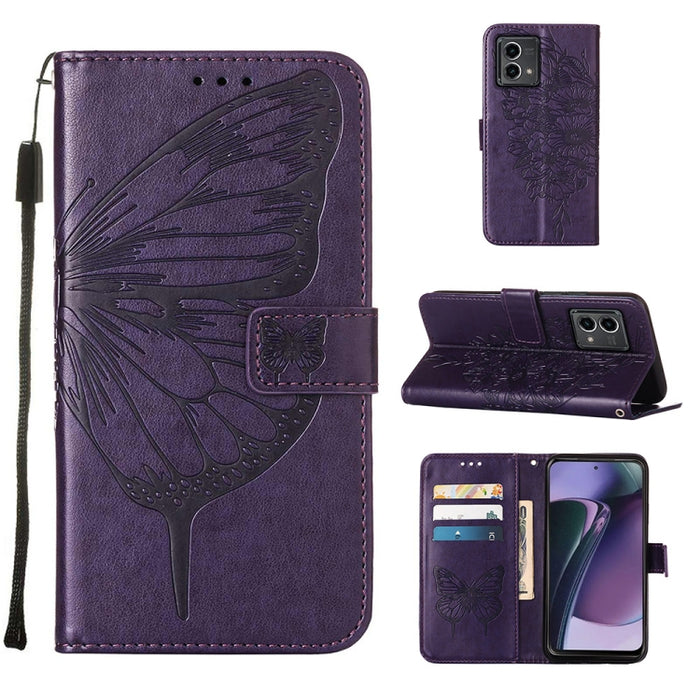 Estuche para teléfono de cuero con mariposa en relieve, For OnePlus Ace 2 5G / 11R 5G, For Motorola Moto G Stylus 5G 2023, For Realme 10 4G, For Realme 10 Pro 5G, For Realme 10 Pro+ 5G, For Realme C55, For Realme GT Neo 5 5G / GT3                      ...
