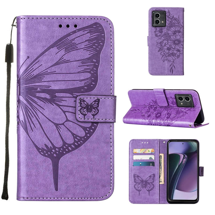Estuche para teléfono de cuero con mariposa en relieve, For OnePlus Ace 2 5G / 11R 5G, For Motorola Moto G Stylus 5G 2023, For Realme 10 4G, For Realme 10 Pro 5G, For Realme 10 Pro+ 5G, For Realme C55, For Realme GT Neo 5 5G / GT3                      ...
