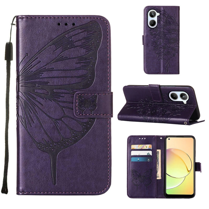 Estuche para teléfono de cuero con mariposa en relieve, For OnePlus Ace 2 5G / 11R 5G, For Motorola Moto G Stylus 5G 2023, For Realme 10 4G, For Realme 10 Pro 5G, For Realme 10 Pro+ 5G, For Realme C55, For Realme GT Neo 5 5G / GT3                      ...