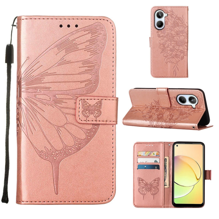 Estuche para teléfono de cuero con mariposa en relieve, For OnePlus Ace 2 5G / 11R 5G, For Motorola Moto G Stylus 5G 2023, For Realme 10 4G, For Realme 10 Pro 5G, For Realme 10 Pro+ 5G, For Realme C55, For Realme GT Neo 5 5G / GT3                      ...