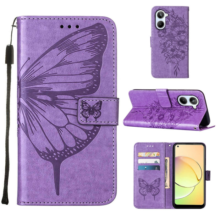 Estuche para teléfono de cuero con mariposa en relieve, For OnePlus Ace 2 5G / 11R 5G, For Motorola Moto G Stylus 5G 2023, For Realme 10 4G, For Realme 10 Pro 5G, For Realme 10 Pro+ 5G, For Realme C55, For Realme GT Neo 5 5G / GT3                      ...