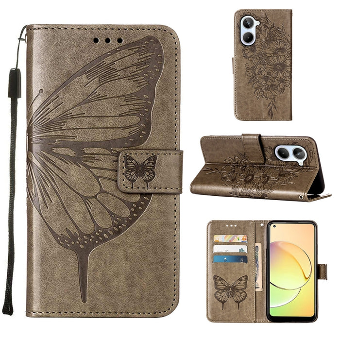 Estuche para teléfono de cuero con mariposa en relieve, For OnePlus Ace 2 5G / 11R 5G, For Motorola Moto G Stylus 5G 2023, For Realme 10 4G, For Realme 10 Pro 5G, For Realme 10 Pro+ 5G, For Realme C55, For Realme GT Neo 5 5G / GT3                      ...