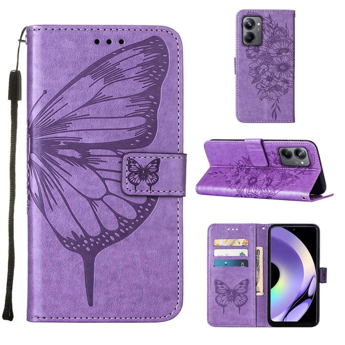 Estuche para teléfono de cuero con mariposa en relieve, For OnePlus Ace 2 5G / 11R 5G, For Motorola Moto G Stylus 5G 2023, For Realme 10 4G, For Realme 10 Pro 5G, For Realme 10 Pro+ 5G, For Realme C55, For Realme GT Neo 5 5G / GT3                      ...